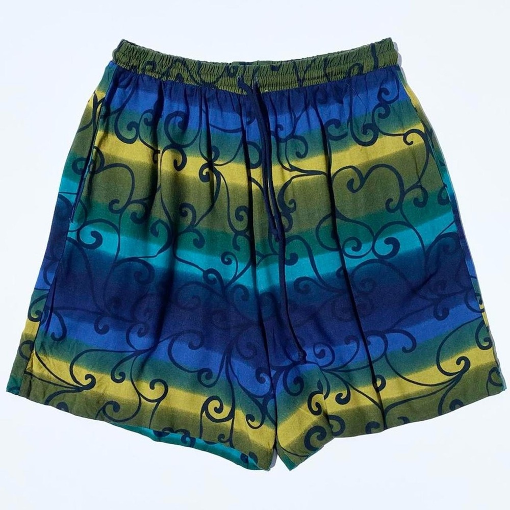 Vintage Caliché Hippie Bohemian Swirl Print Shorts Women's Medium Summer Beach
